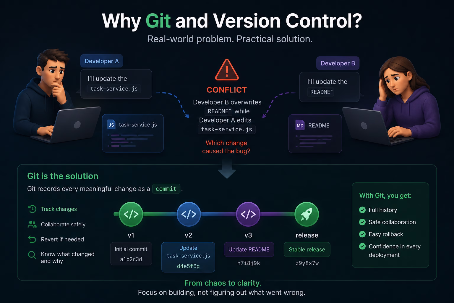 Git version control timeline